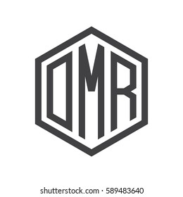 initial three letter logo hexagon black