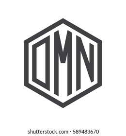 initial three letter logo hexagon black