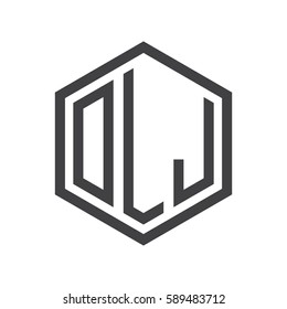 initial three letter logo hexagon black