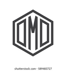 initial three letter logo hexagon black