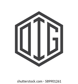 initial three letter logo hexagon black