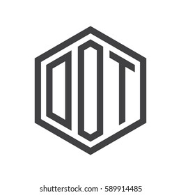 initial three letter logo hexagon black