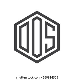 initial three letter logo hexagon black