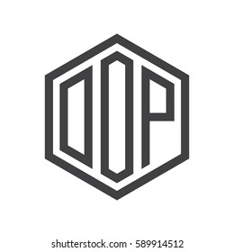 initial three letter logo hexagon black