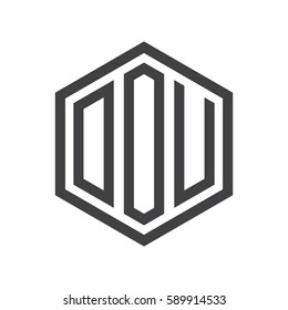 initial three letter logo hexagon black