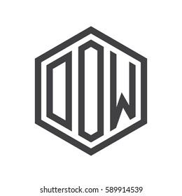 initial three letter logo hexagon black