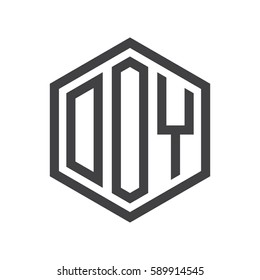 initial three letter logo hexagon black