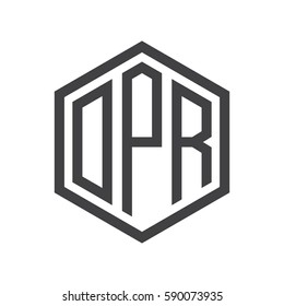 initial three letter logo hexagon black