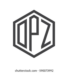 initial three letter logo hexagon black