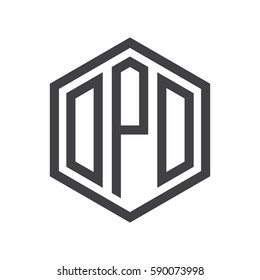 initial three letter logo hexagon black