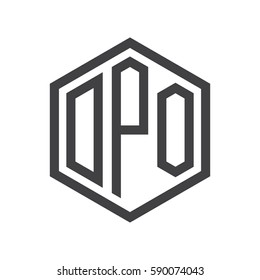 initial three letter logo hexagon black