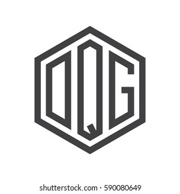 initial three letter logo hexagon black