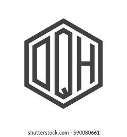 initial three letter logo hexagon black