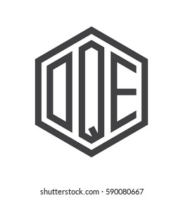 initial three letter logo hexagon black