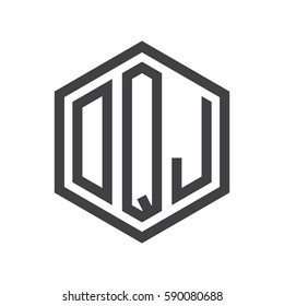 initial three letter logo hexagon black