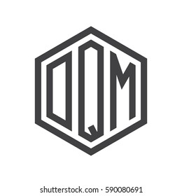 initial three letter logo hexagon black
