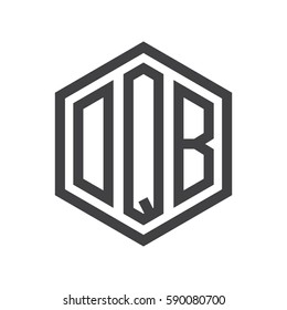 initial three letter logo hexagon black