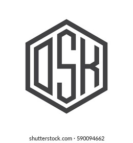 initial three letter logo hexagon black