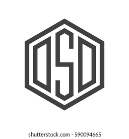 initial three letter logo hexagon black