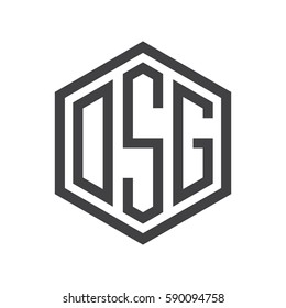 initial three letter logo hexagon black