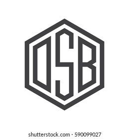 initial three letter logo hexagon black