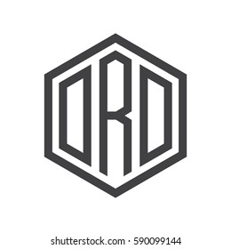 initial three letter logo hexagon black