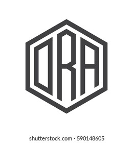 initial three letter logo hexagon black