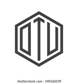 initial three letter logo hexagon black