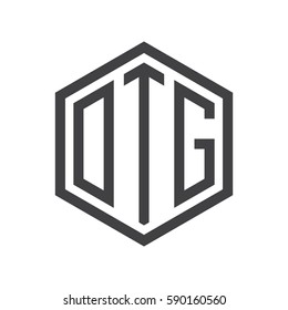 initial three letter logo hexagon black