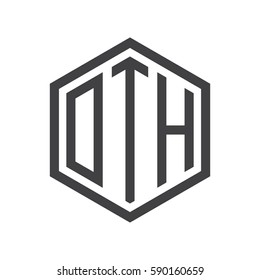 initial three letter logo hexagon black