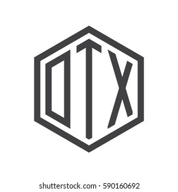 initial three letter logo hexagon black