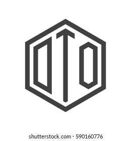 initial three letter logo hexagon black