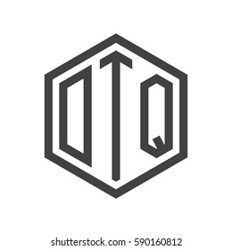 initial three letter logo hexagon black