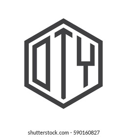 initial three letter logo hexagon black