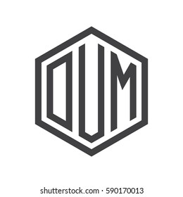initial three letter logo hexagon black