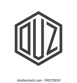 initial three letter logo hexagon black