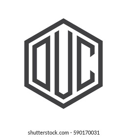 initial three letter logo hexagon black
