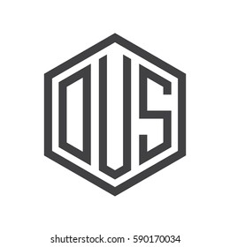 initial three letter logo hexagon black