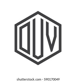 initial three letter logo hexagon black