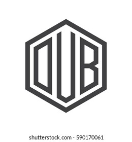 initial three letter logo hexagon black