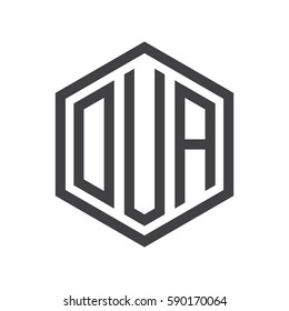 initial three letter logo hexagon black