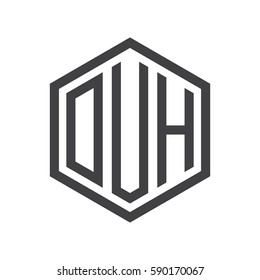 initial three letter logo hexagon black