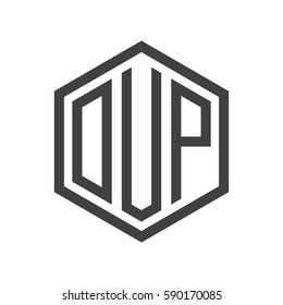initial three letter logo hexagon black