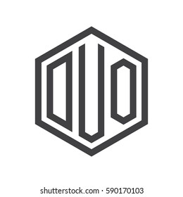 initial three letter logo hexagon black