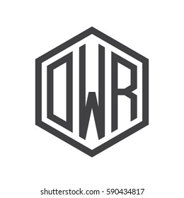 initial three letter logo hexagon black