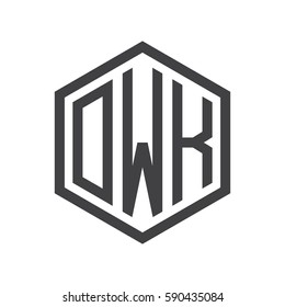 initial three letter logo hexagon black