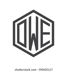 initial three letter logo hexagon black