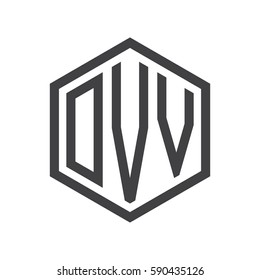 initial three letter logo hexagon black