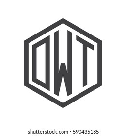 initial three letter logo hexagon black