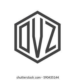 initial three letter logo hexagon black